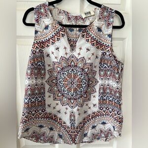 Versa Mandala Patterned Sleeveless Blouse - Multicolor